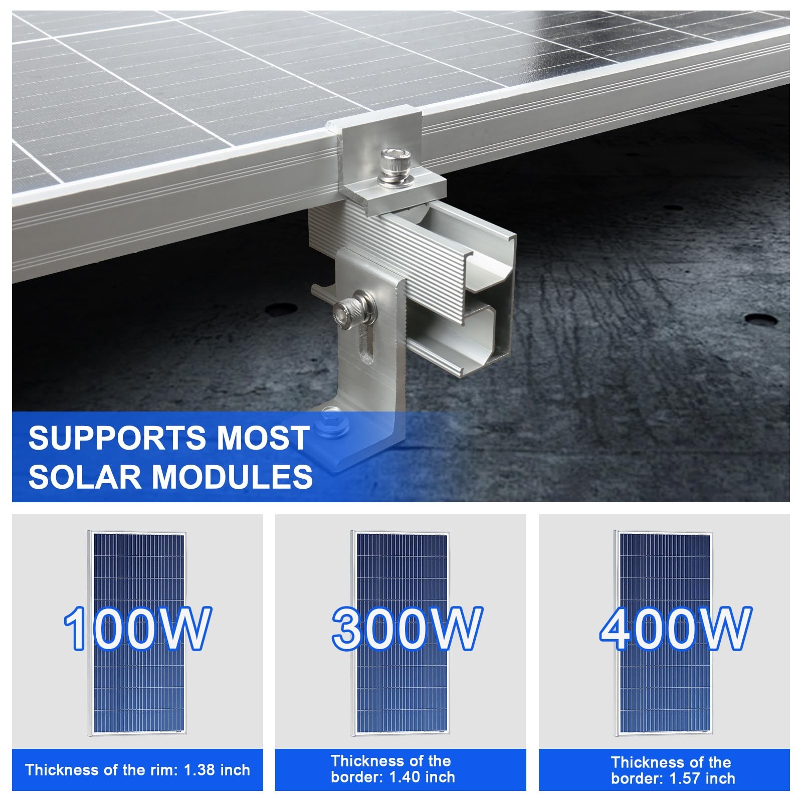 10PCS Solar Panel Mounting Brackets, Solar Panel Mount for 1-4PCS Thickness 1…