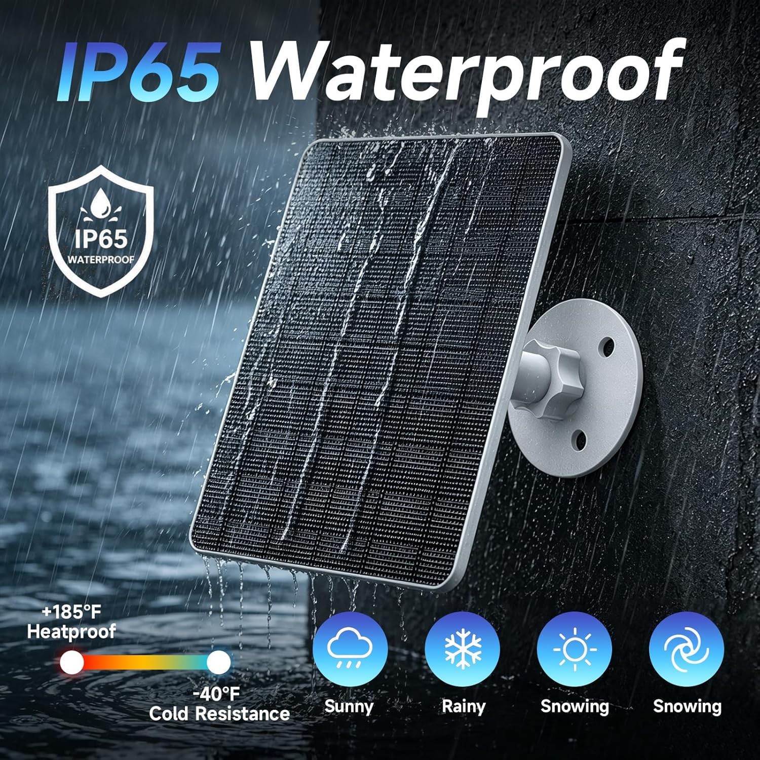 5W Solar Panel for Ring Camera Compatible with Rings Spotlight 3600mAh IP65 10ft
