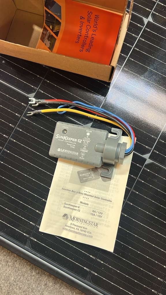 Morningstar SunKeeper SK‑12 12A 12V PWM Charge Controller – Outdoor Panel‑Mount