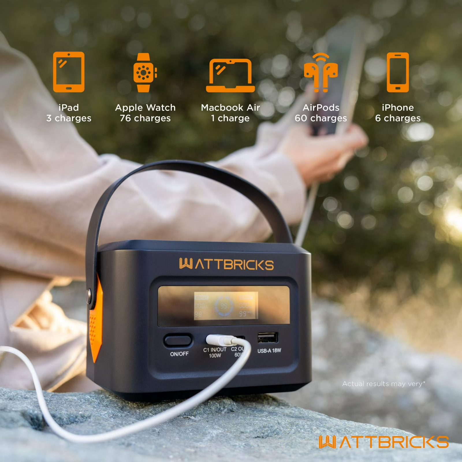 【NEW】WATTBRICKS ENERGY 120-WATT PEAK PORTABLE POWER STATION & SOLAR PANEL BUNDLE