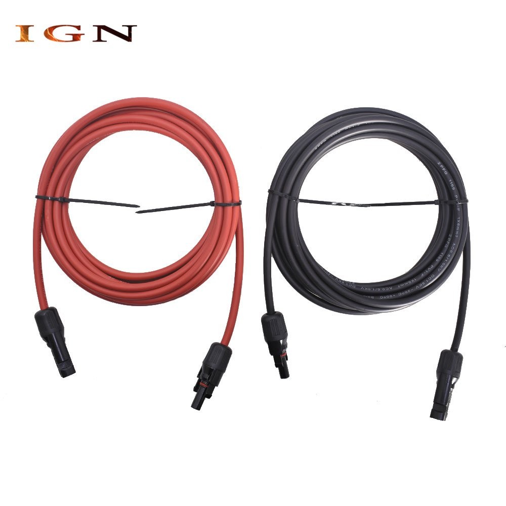 High Quality 10 AWG 15ft 1 Pair Solar Panel Extension Cable Wire Connector