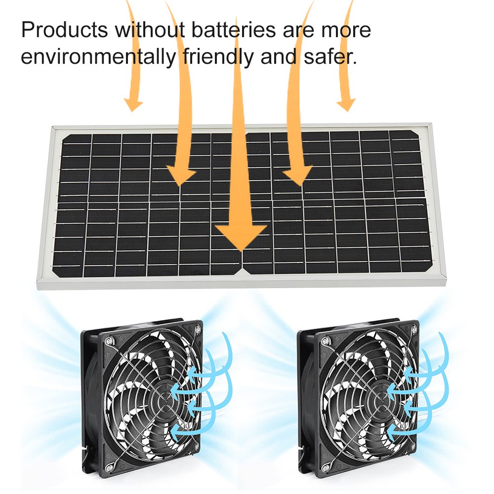 Solar Powered Fan 30W Waterproof Solar Panel Dual Exhaust Fan for Chicken Coop