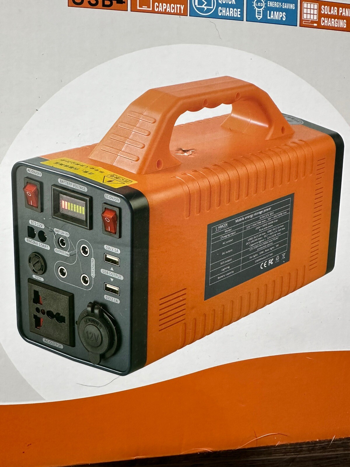 Himcen 450 Battery Portable Mobile Power Storage 600W AC 220V/110V 50HZ/60HZ