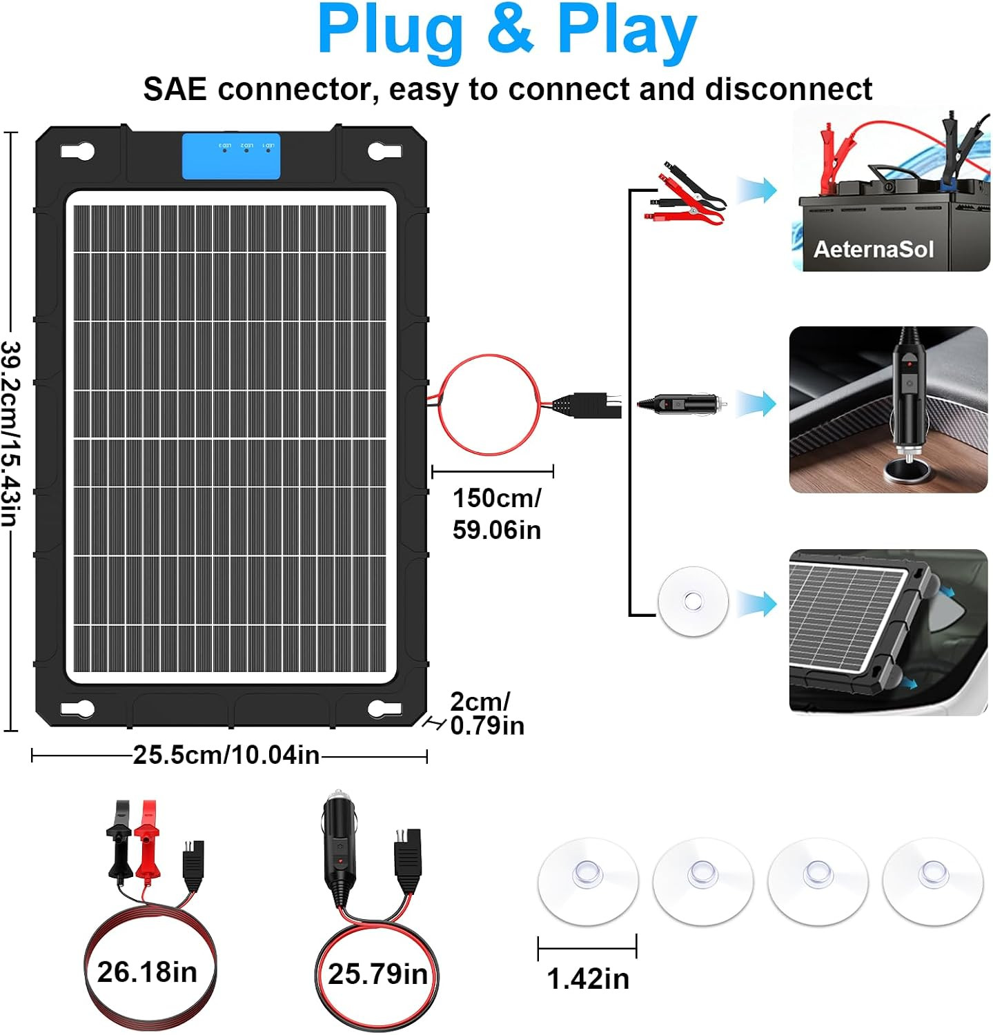 12V Solar Car Battery Charger 12W Waterproof Portable Solar Trickle Charger Main