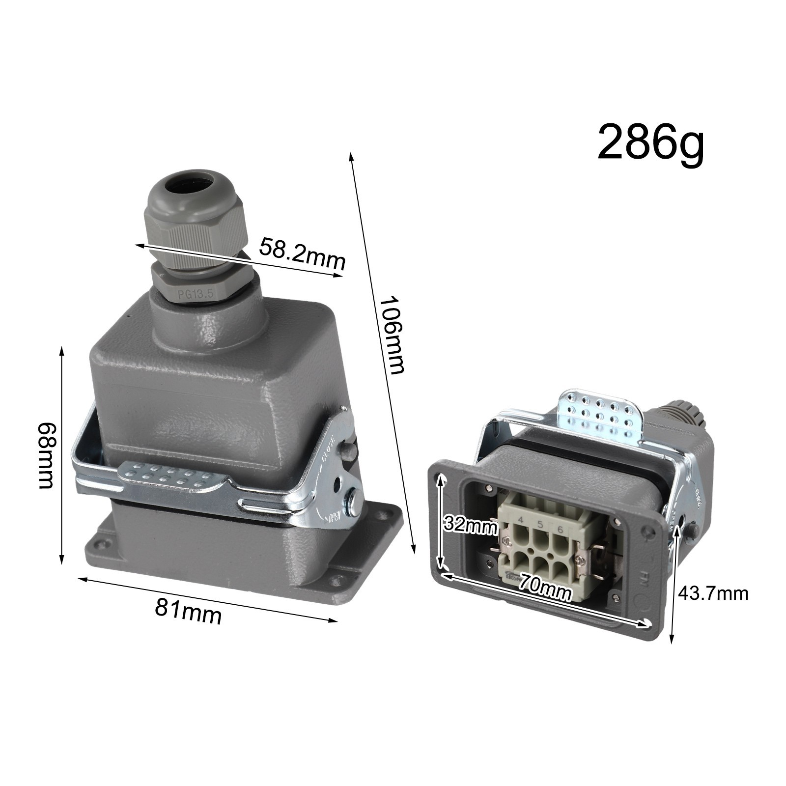 Dependable 6 Core Industrial Connector Rectangular Connector