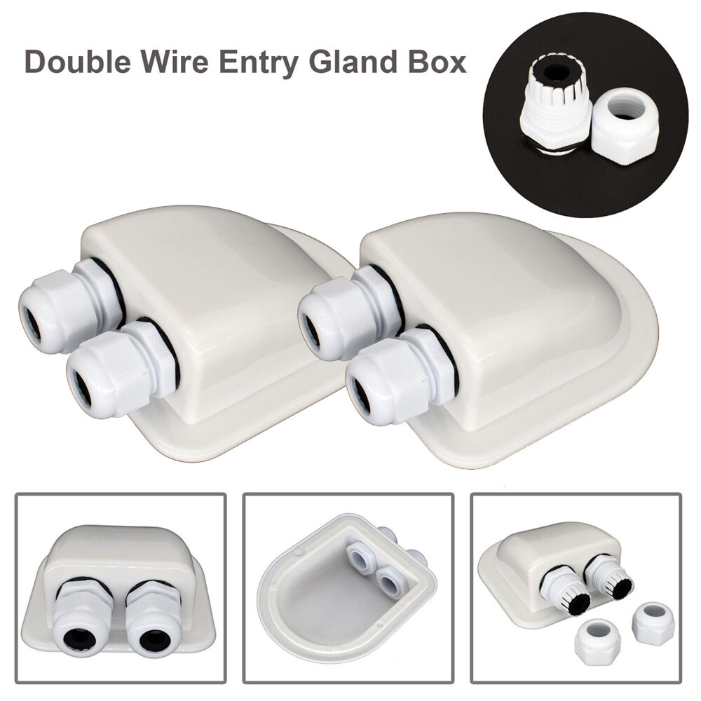2pcs Double Wire Cable Entry Gland RV Solar Boat Caravan Roof Panel Junction Box