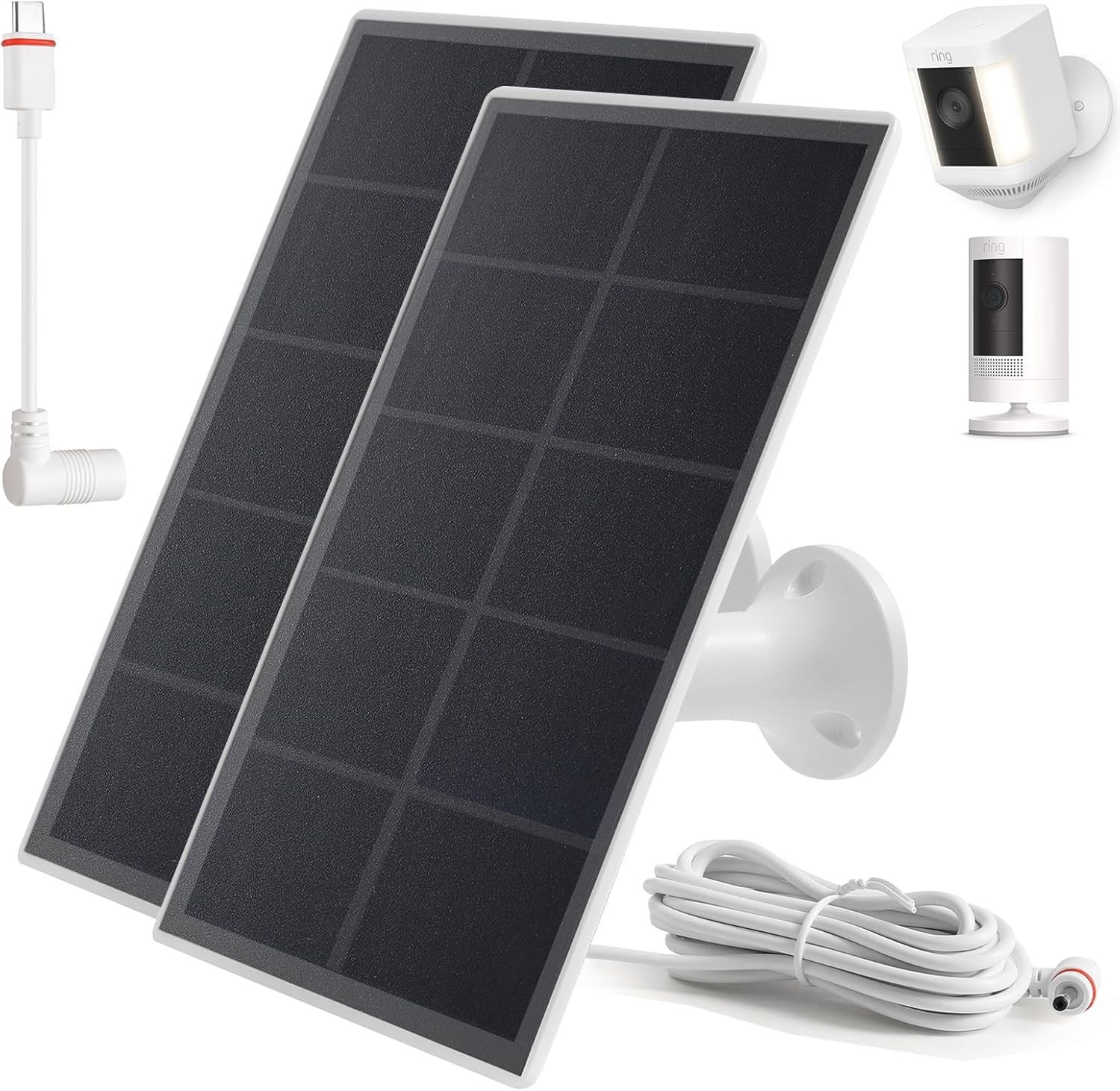 Ring Solar Panel Charger for Stick Up Cam & Spotlight Pro, 2-Pack, Waterproof