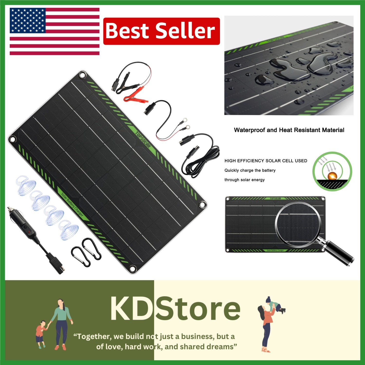 High-Efficiency 10W Solar Charger – Essential for Car and Motorcycle Batteries