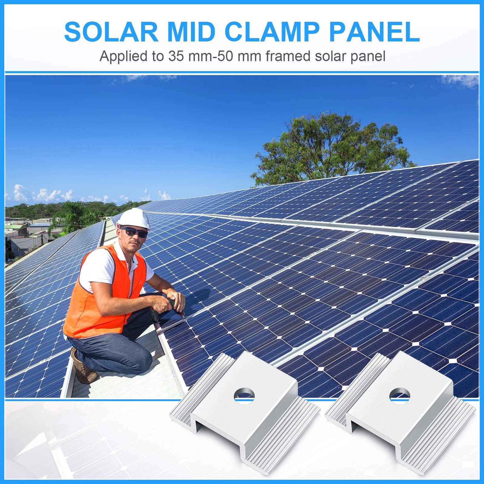 12 Pack Solar Panel Mid Clamps 1.06 Inch Solar Panel Bracket Aluminium Mounting