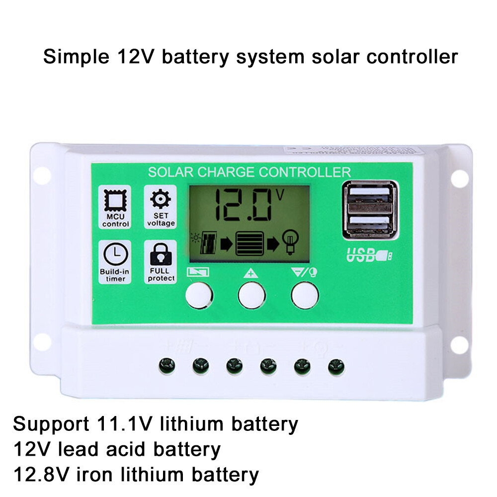 12V 24V 10A/20A/30A Solar Panel Regulator Charge Controller Battery Dual USB PWM
