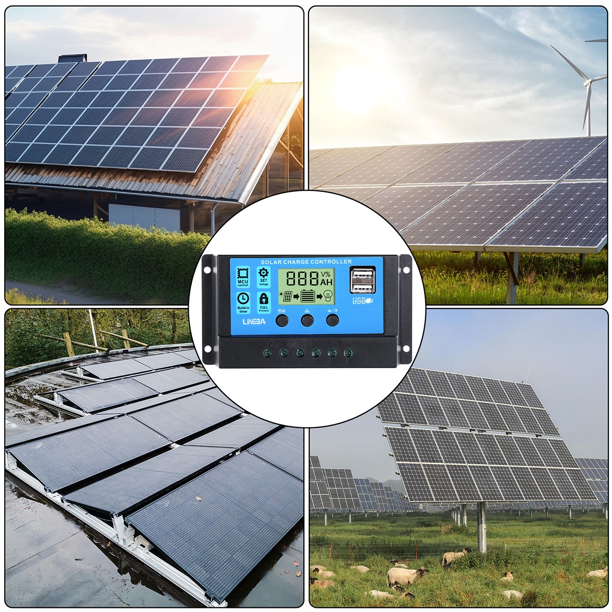 Real 100W Solar Panel Kit 30A 12V Battery Charger w/ Controller Caravan Boat RV