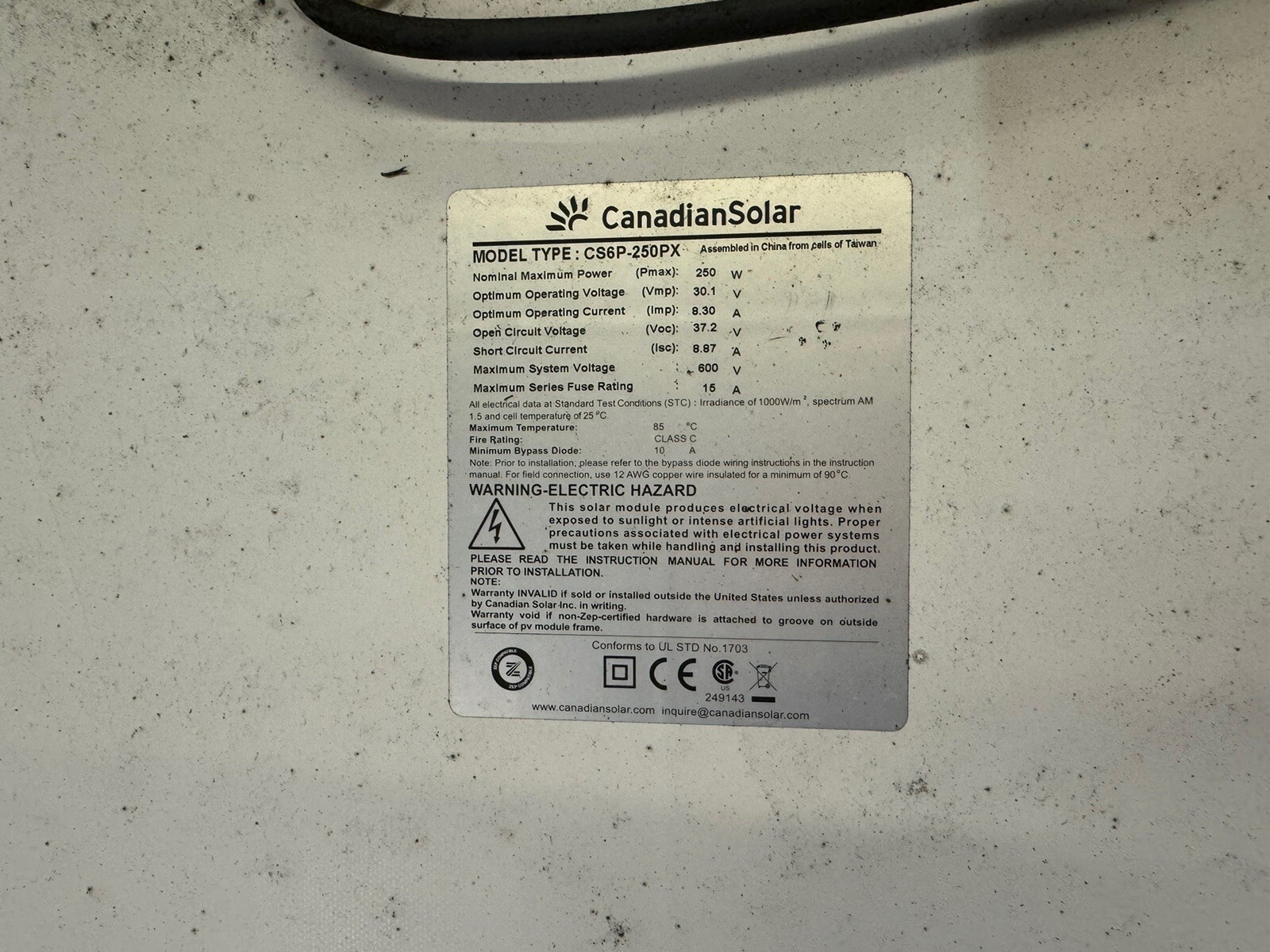 Test used solar panel 250 watt BLACK FRAME brand MIXed