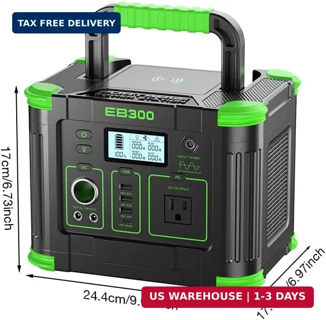 GRECELL Portable Power Station 300W, 288Wh Lithium Battery, 60W Fast Charging, U