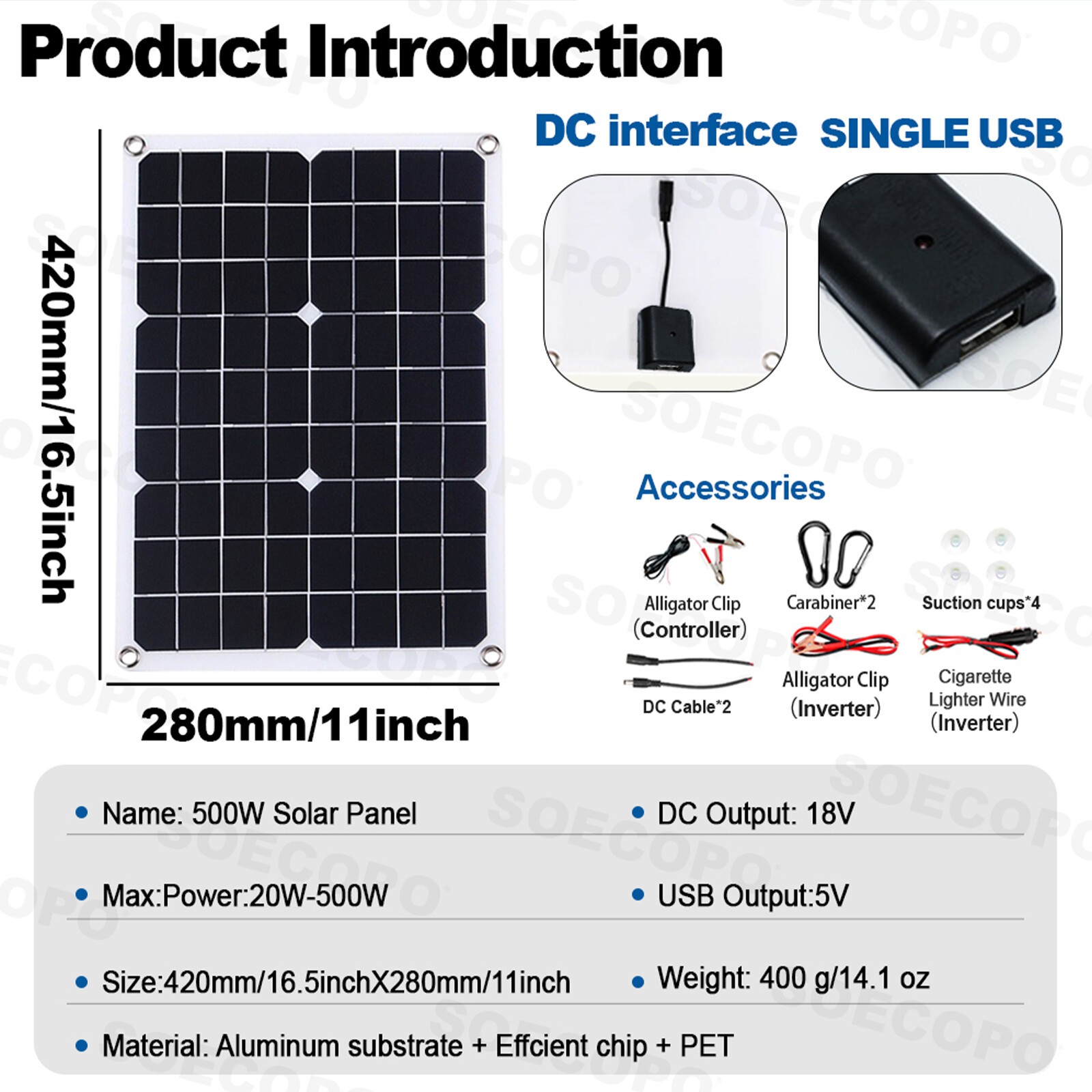 10000W 110V Power Inverter Solar Generator With 500W Solar Panel Home Complete,