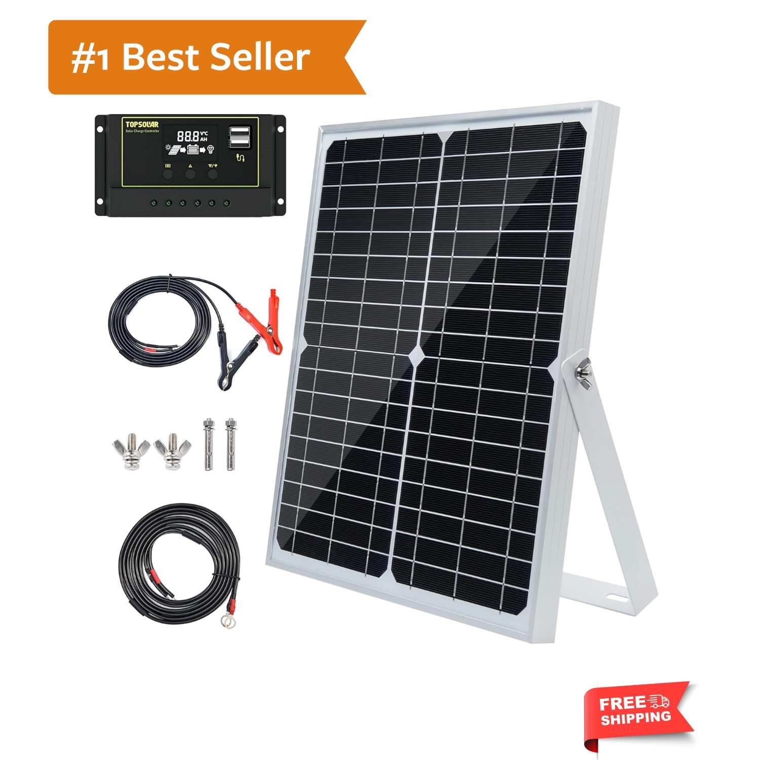 30W 12V/24V Solar Panel Kit, Monocrystalline Solar Battery Trickle Charger Ma…