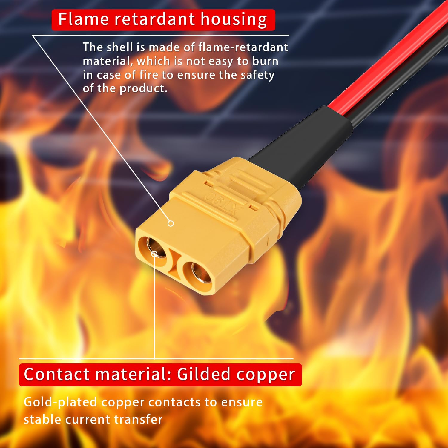 ELFCULB XT90 to O Ring Terminal Cable, 10AWG XT90 Female Connector to O Ring for
