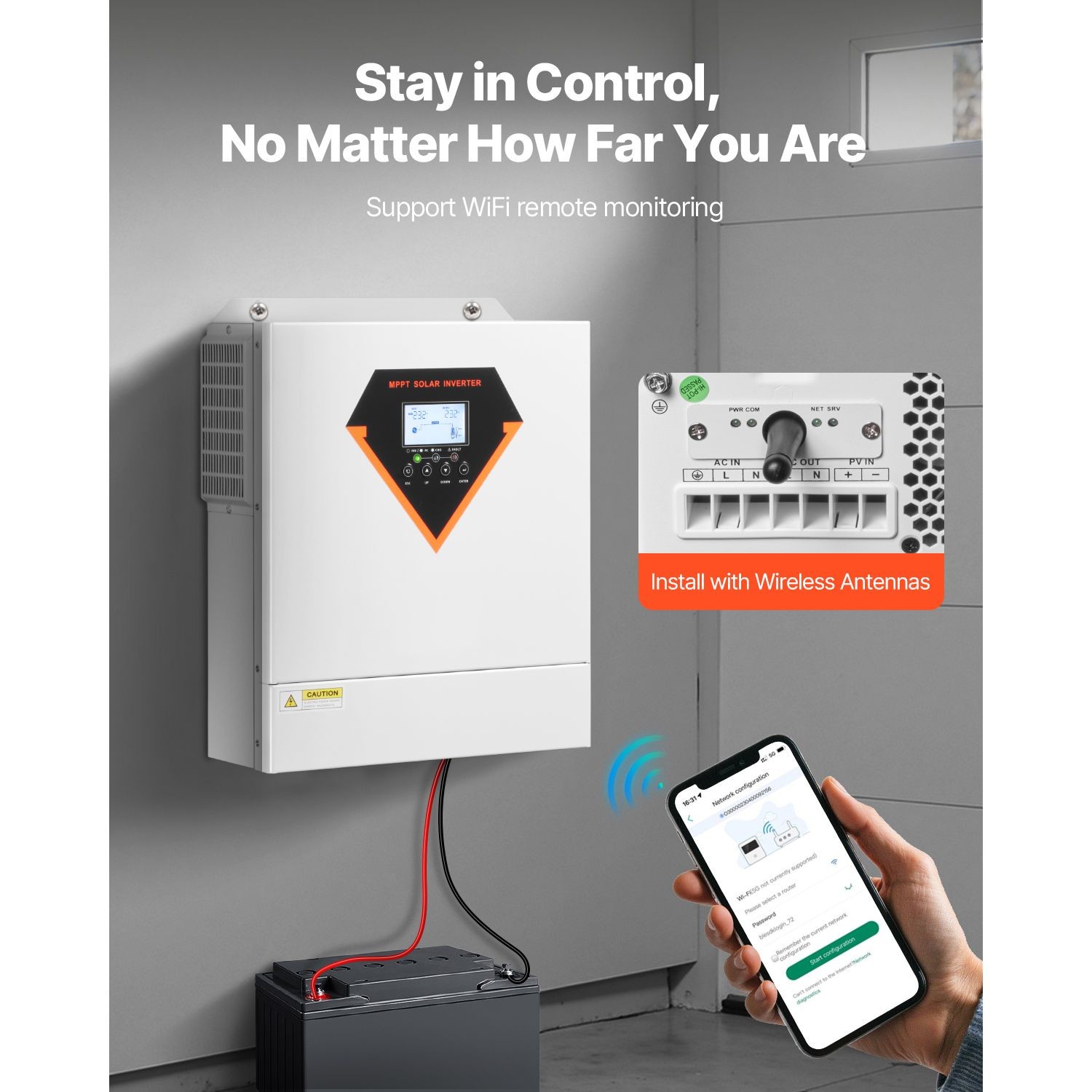 3500W Hybrid Solar Inverter, 24V to 220V AC, Built – in 100A MPPT Controller