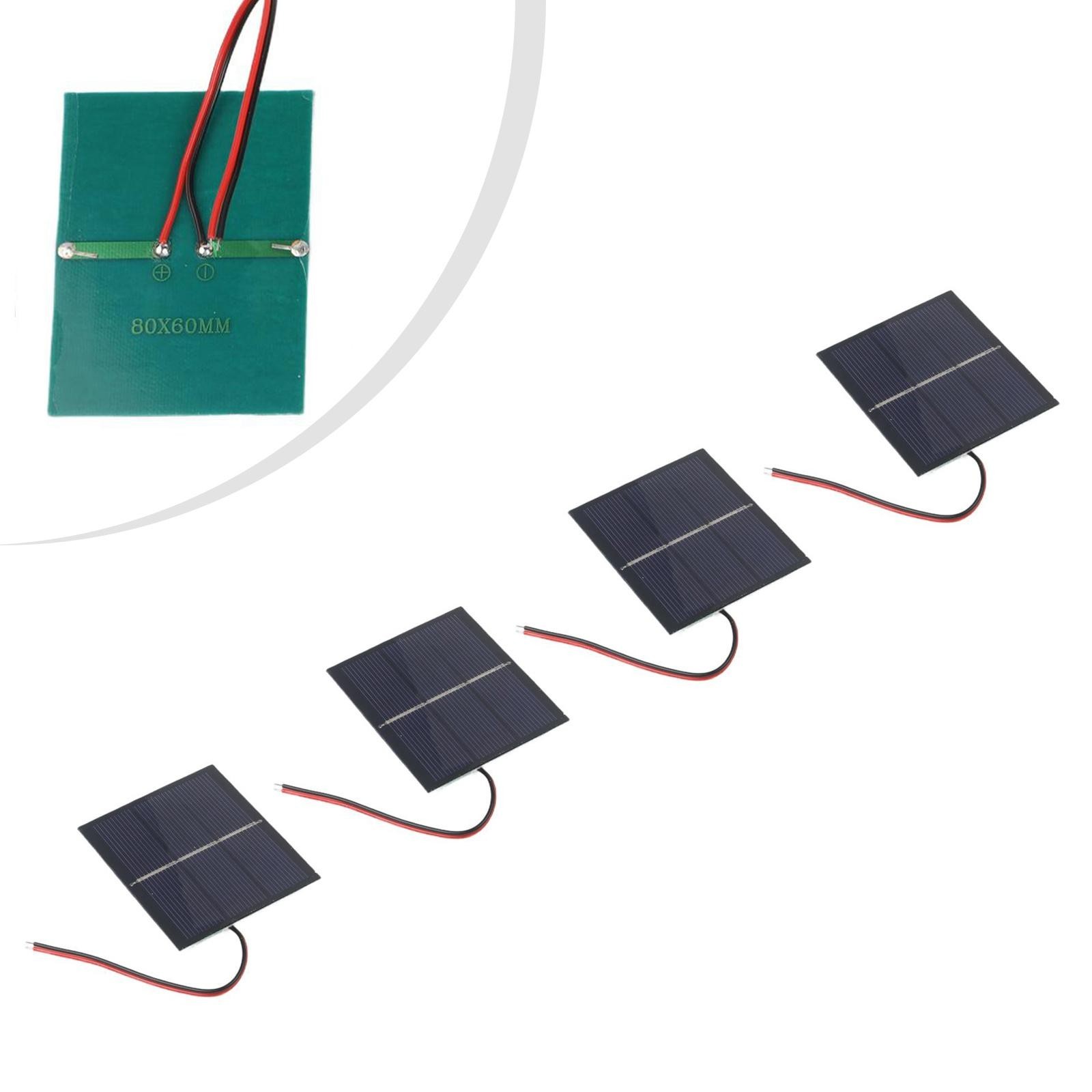 4 Pack 065W 15V Solar Panels with Wiring for Small Power Solar Devices 60x80mm