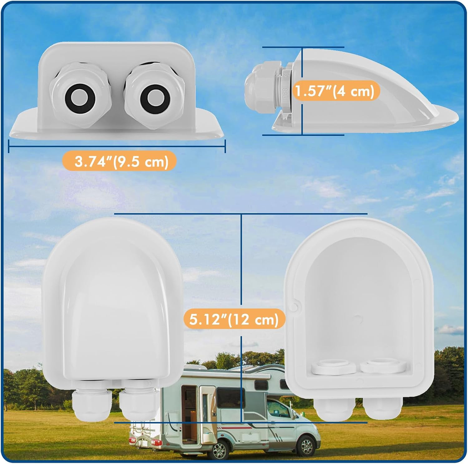 2 Pack of IP68 Waterproof Solar Cable Entry Gland by , Weather Resistant