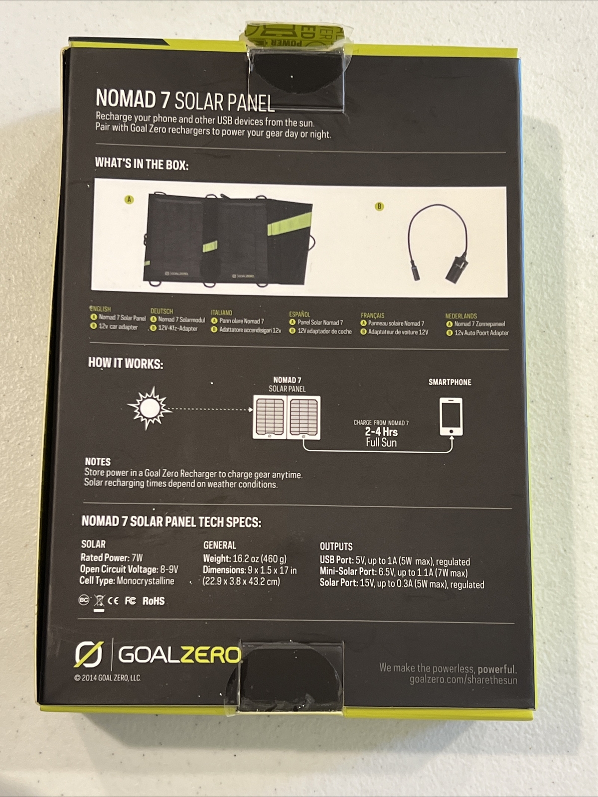 Goal Zero Nomad 7 Solar Panel Foldable 11800