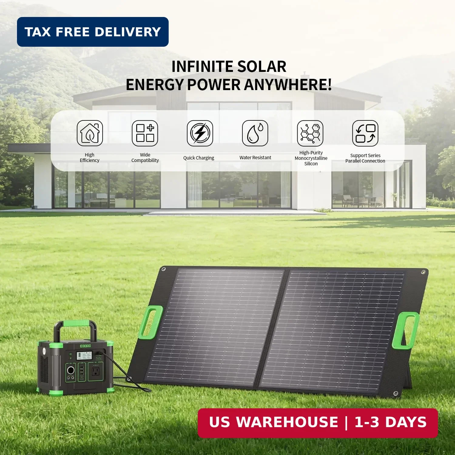 100W Portable Solar Panel for Power Station Generator, 23.5% High Efficiency ETF