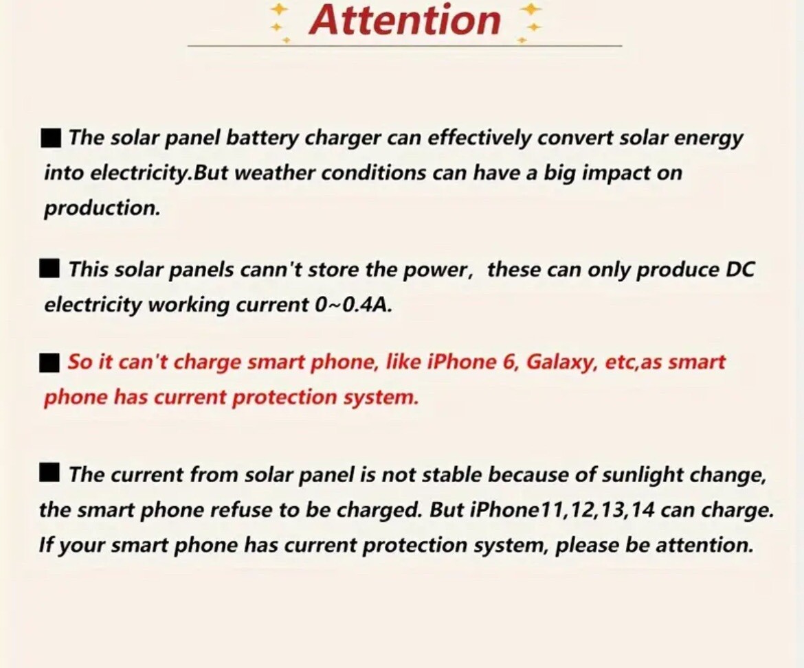 1pc Solar Portable Charging Panel Outdoor Waterproof Solar USB Charger