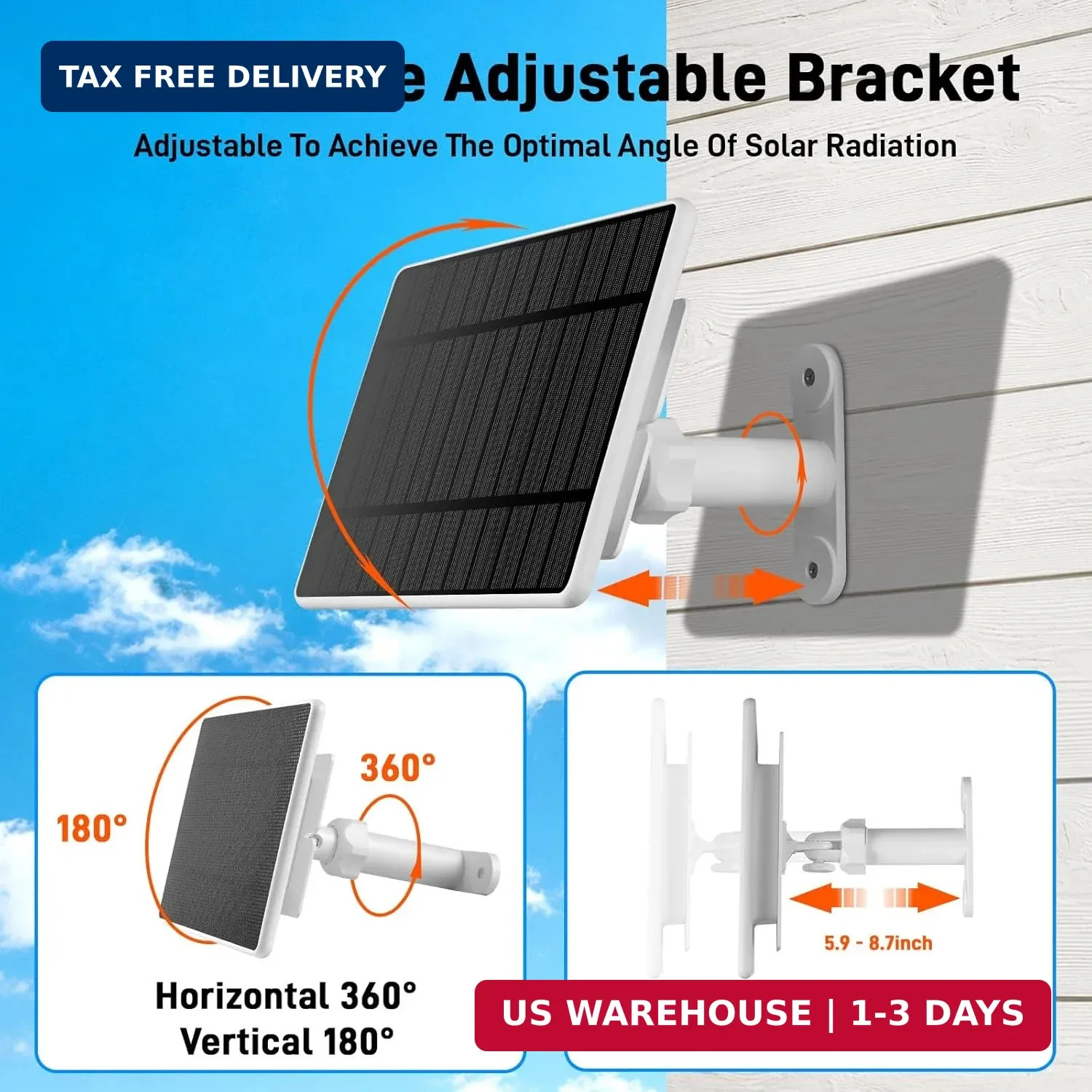 Solar Panel for Ring Camera, 6W Solar Charger for Ring Stick Up Cam Plus/Pro & S
