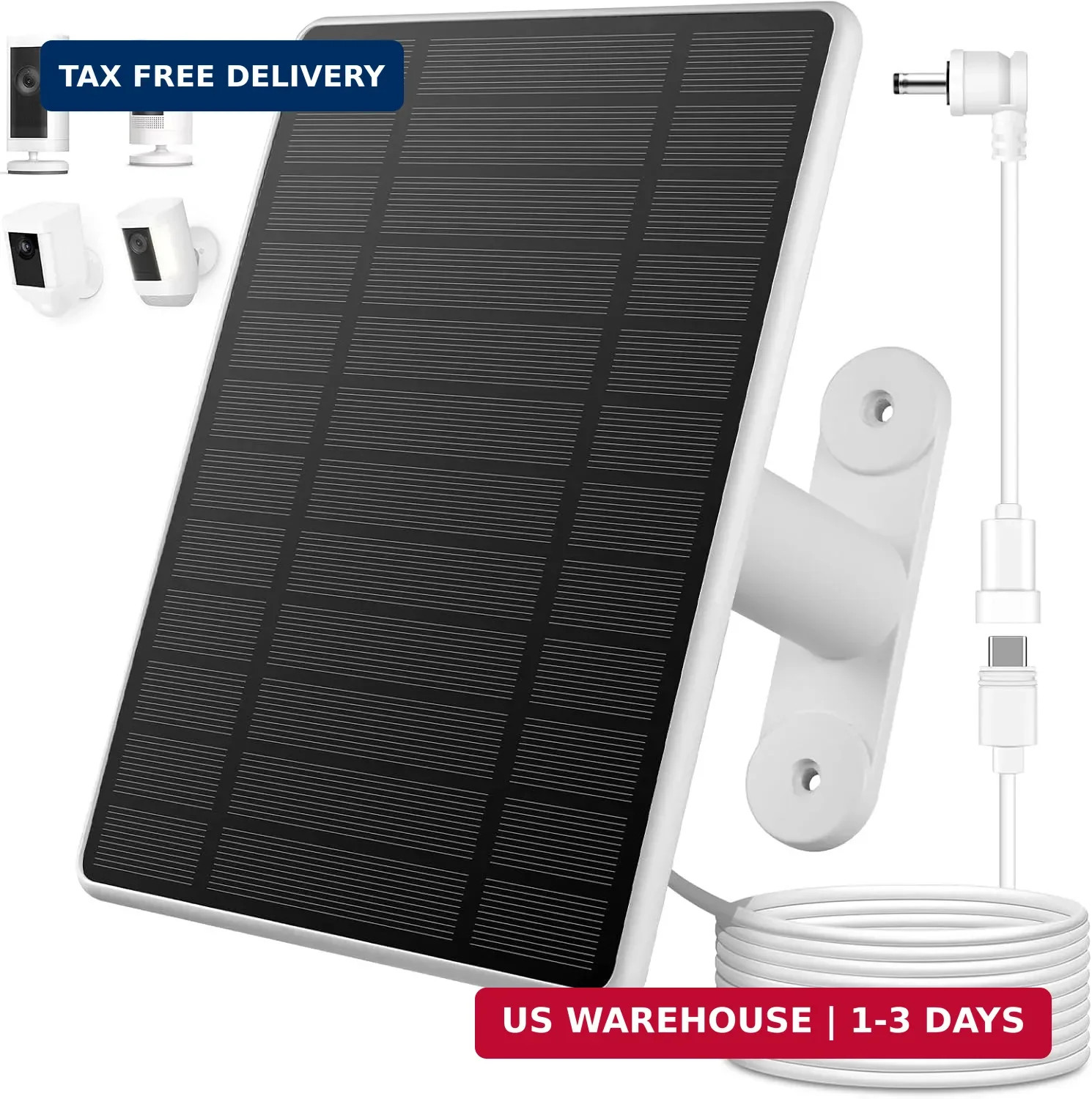 Solar Panel for Ring Camera, 6W Solar Charger for Ring Stick Up Cam Plus/Pro & S