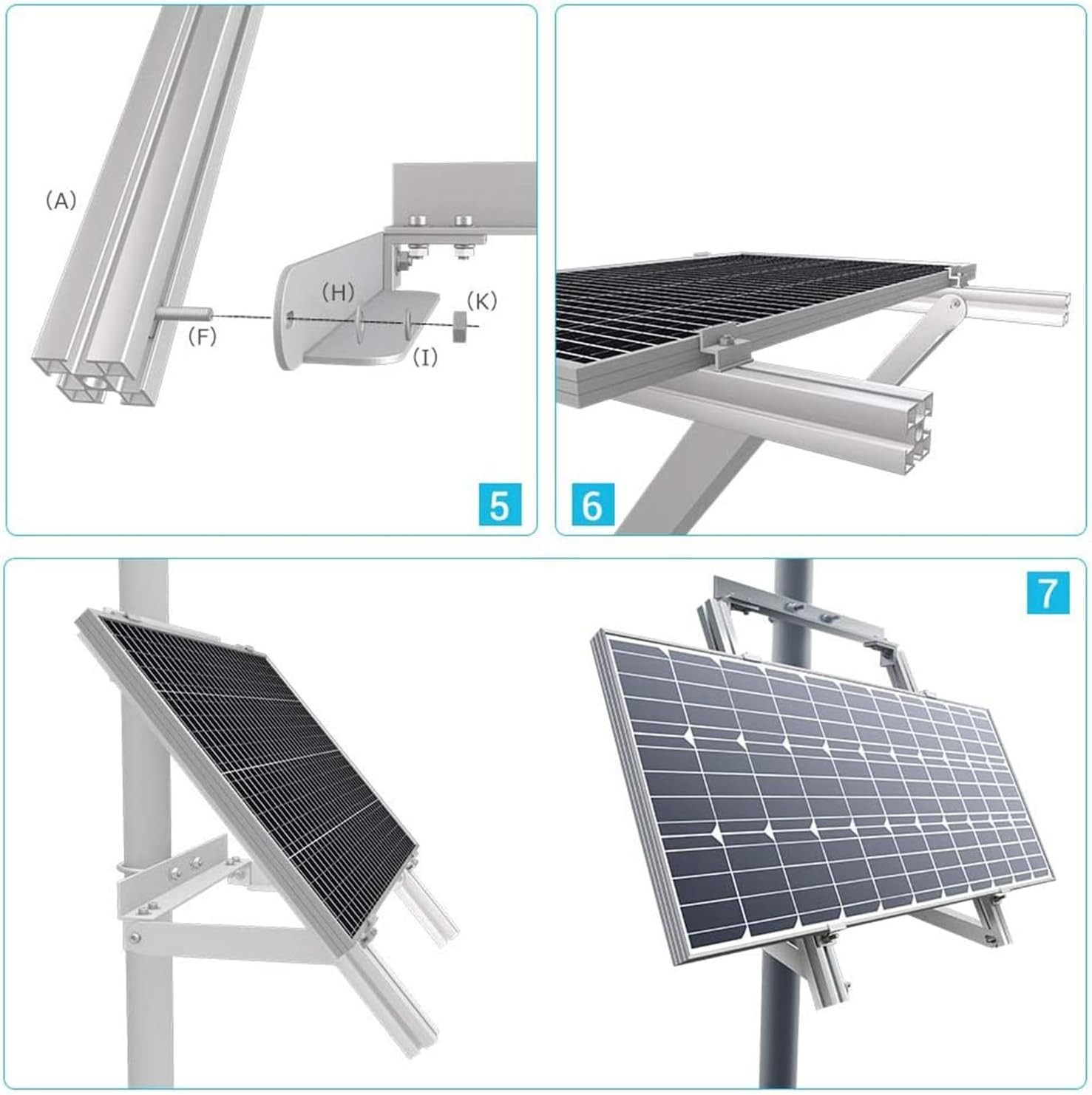 Durable Aluminum Solar Panel Pole Mount – Supports 50W/100W Off-Grid Systems