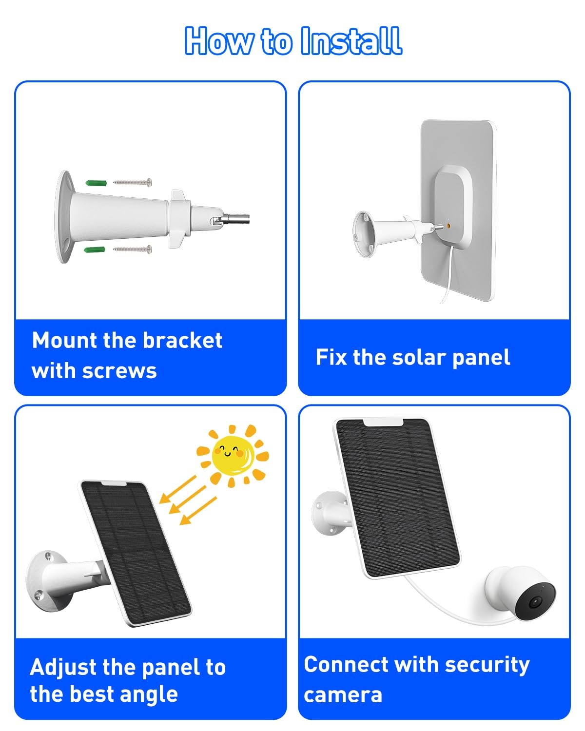 Premium Solar Panel for Google Nest , 5W Solar Panel Power for Google Nest Ca…
