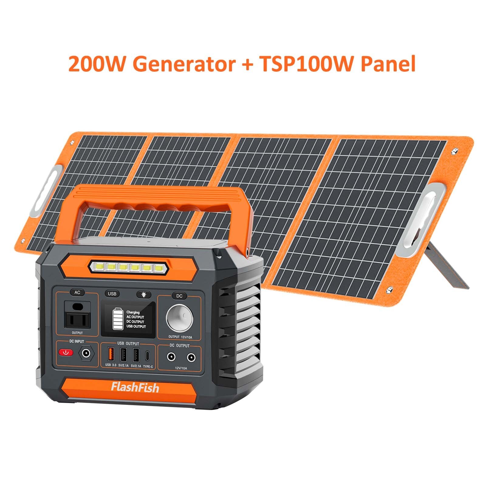 Flashfish 200W Portable Power Station Solar Generator With/Without Solar Panel