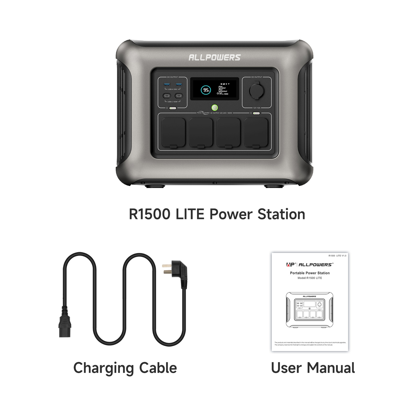 ALLPOWERS R1500 1600W 1056Wh Portable Power Station for Outdoor Home Battery