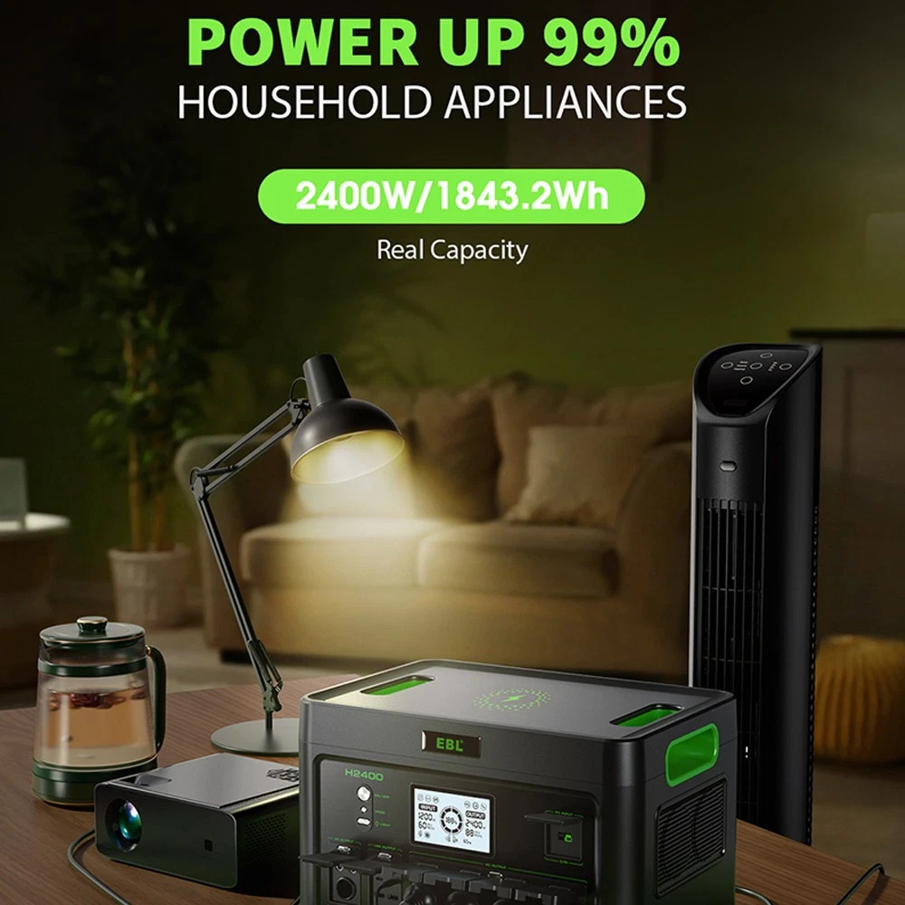 2400W 1843.2Wh Portable Power Station Solar Generator RV LiFePO4 Backup Battery