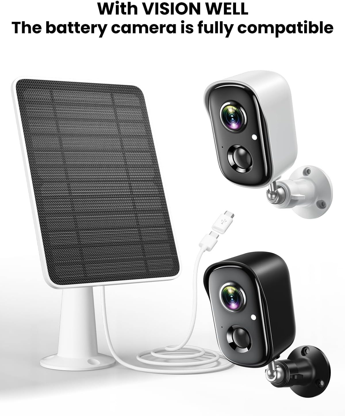 Solar Panel Charger Compatible with Vision Well Battery Powered Wireless Outdoor