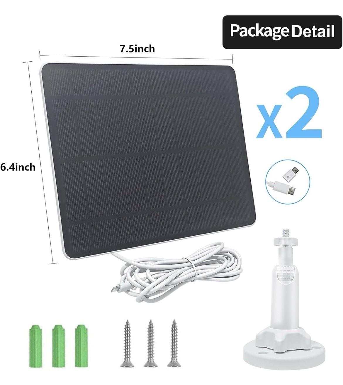 Cargador de panel solar para Arlo Essential 2K para exteriores