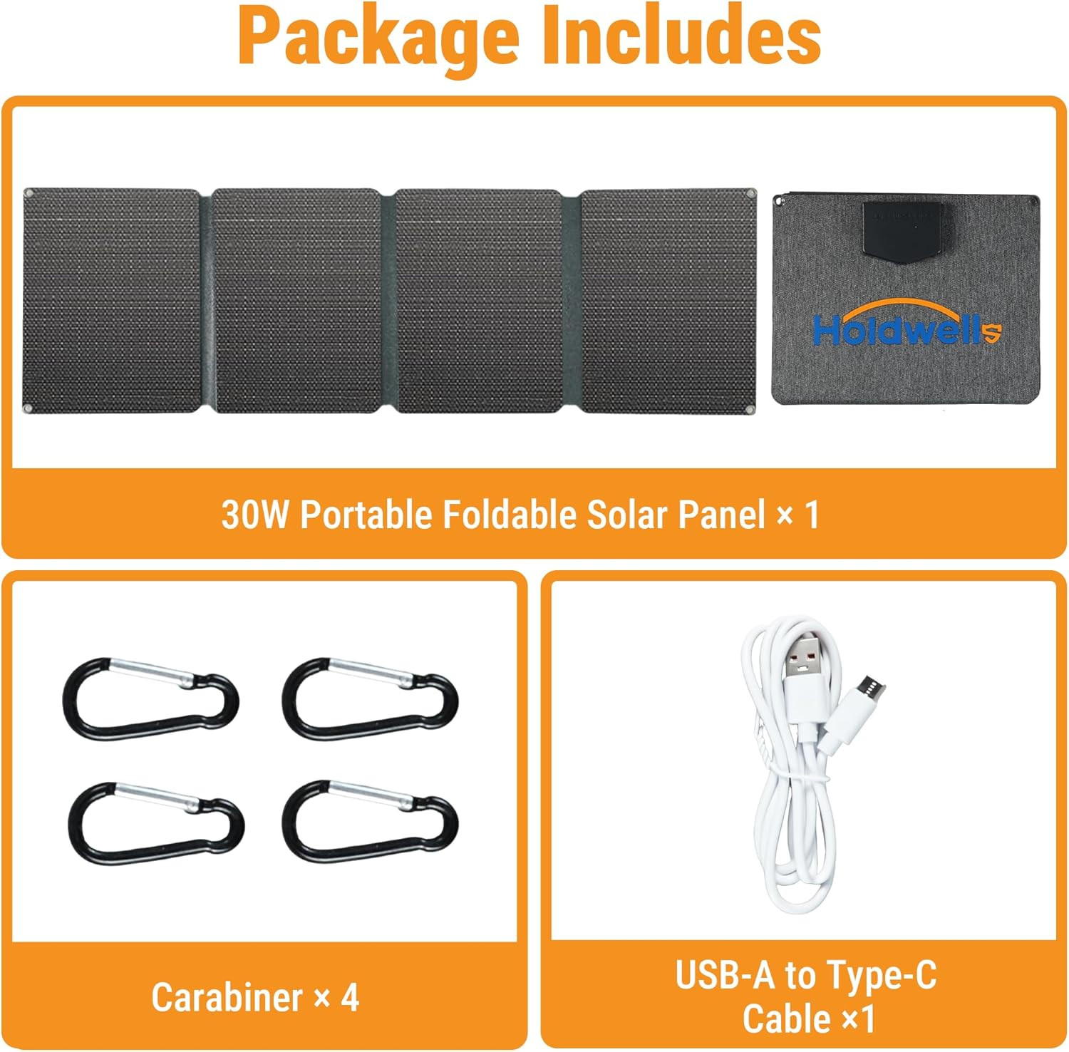 N-Type 30W Portable ETFE Solar Panel W/Dual USB-A, QC3.0 & 25W USB-C, IP67 Water