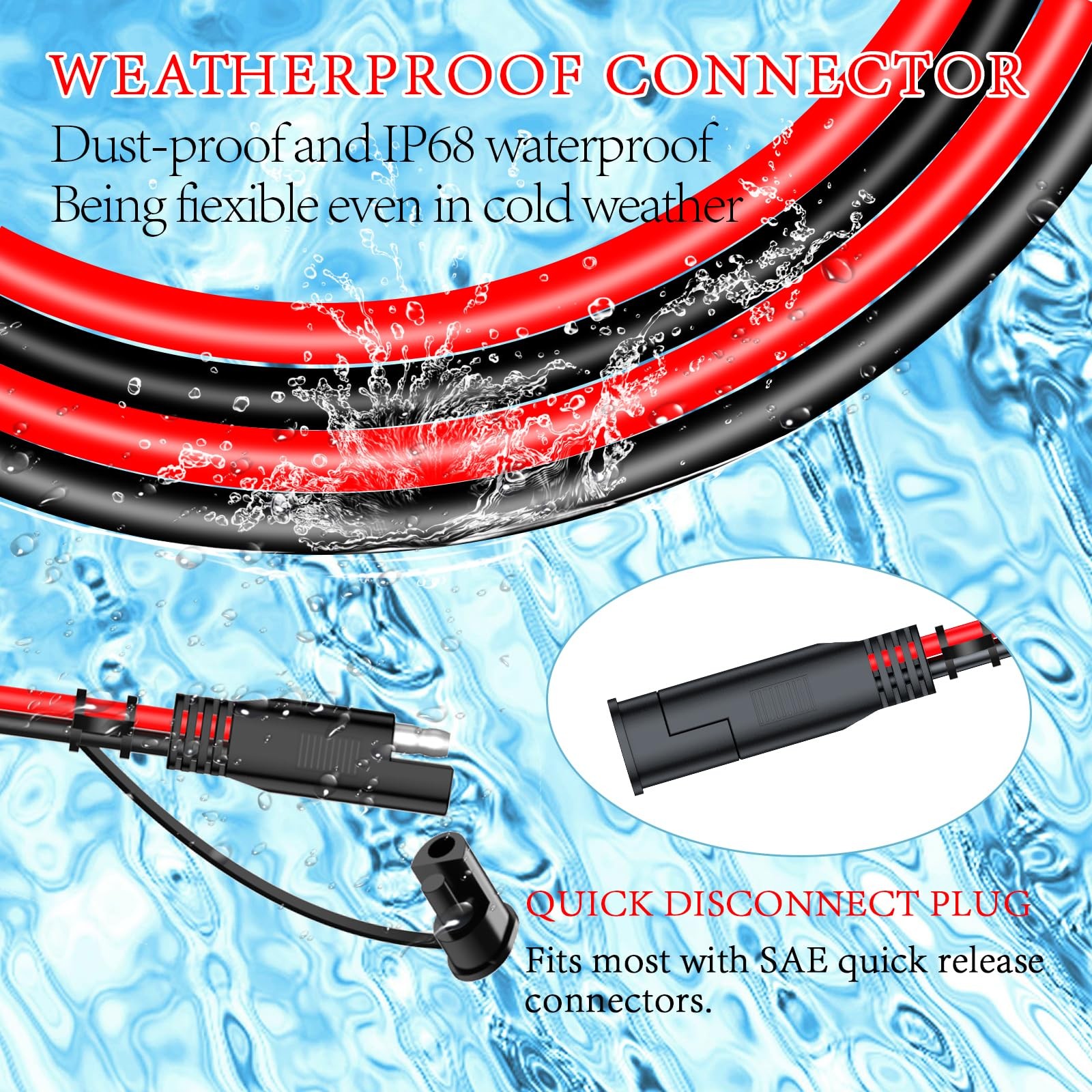 JXMXRPV 10AWG 10FT SAE Extension Cable with Quick Disconnect Connector and SA…