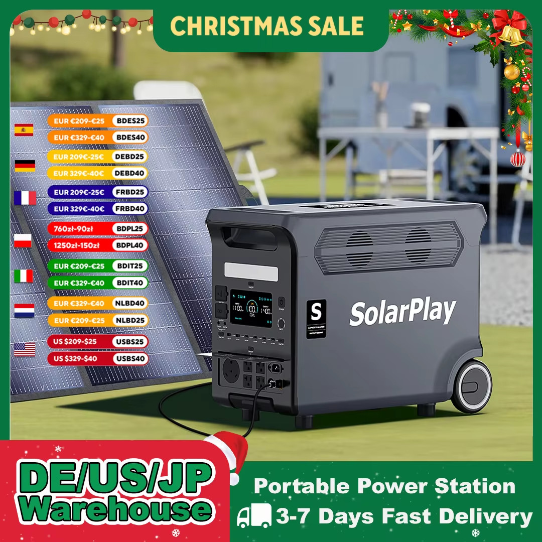 3600W Portable Power Station 3840WH Outdoor Generator with Folable Solar Panels