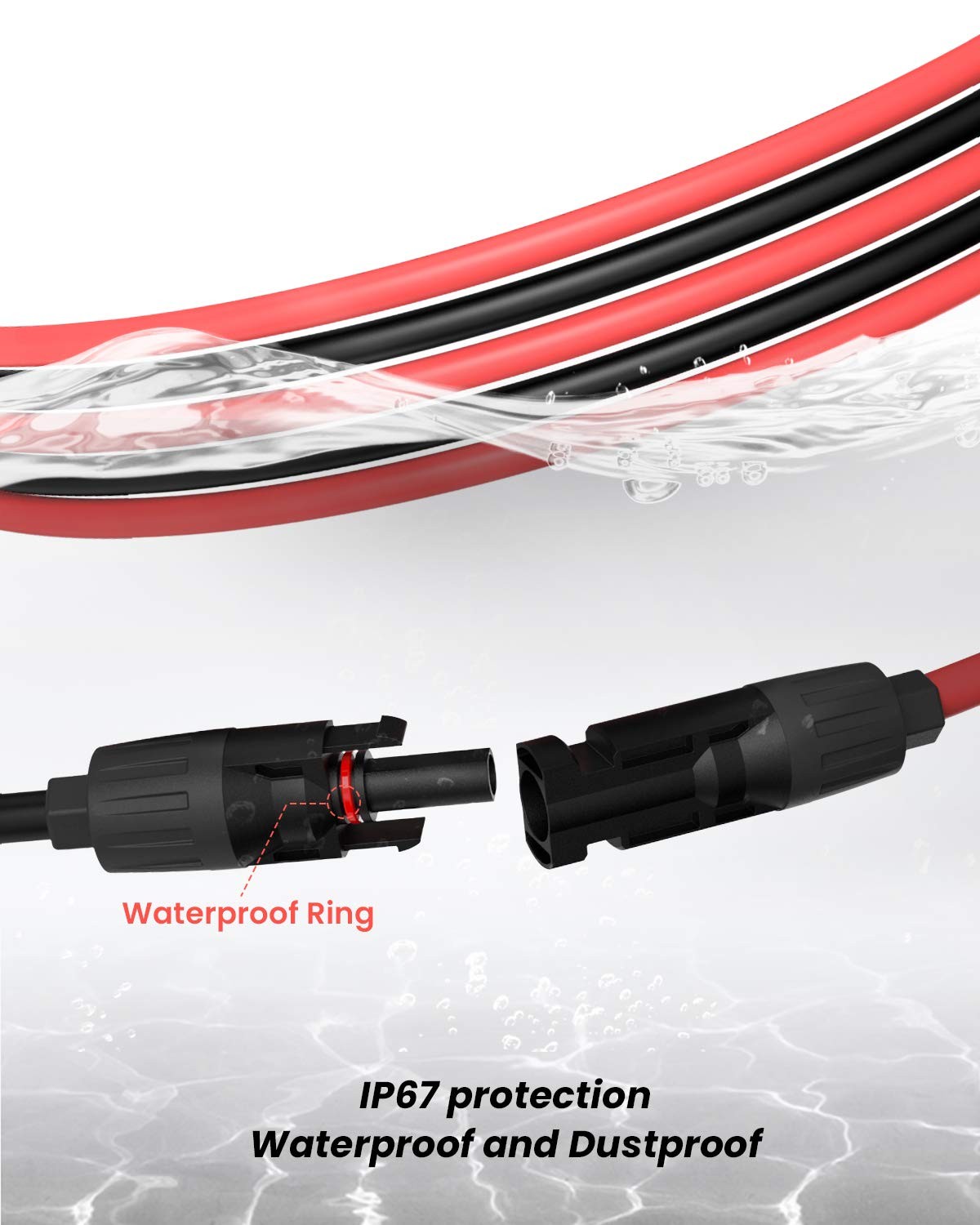 10 Feet 12AWG Solar Extension Cable with Female and Male Connector with Extra…