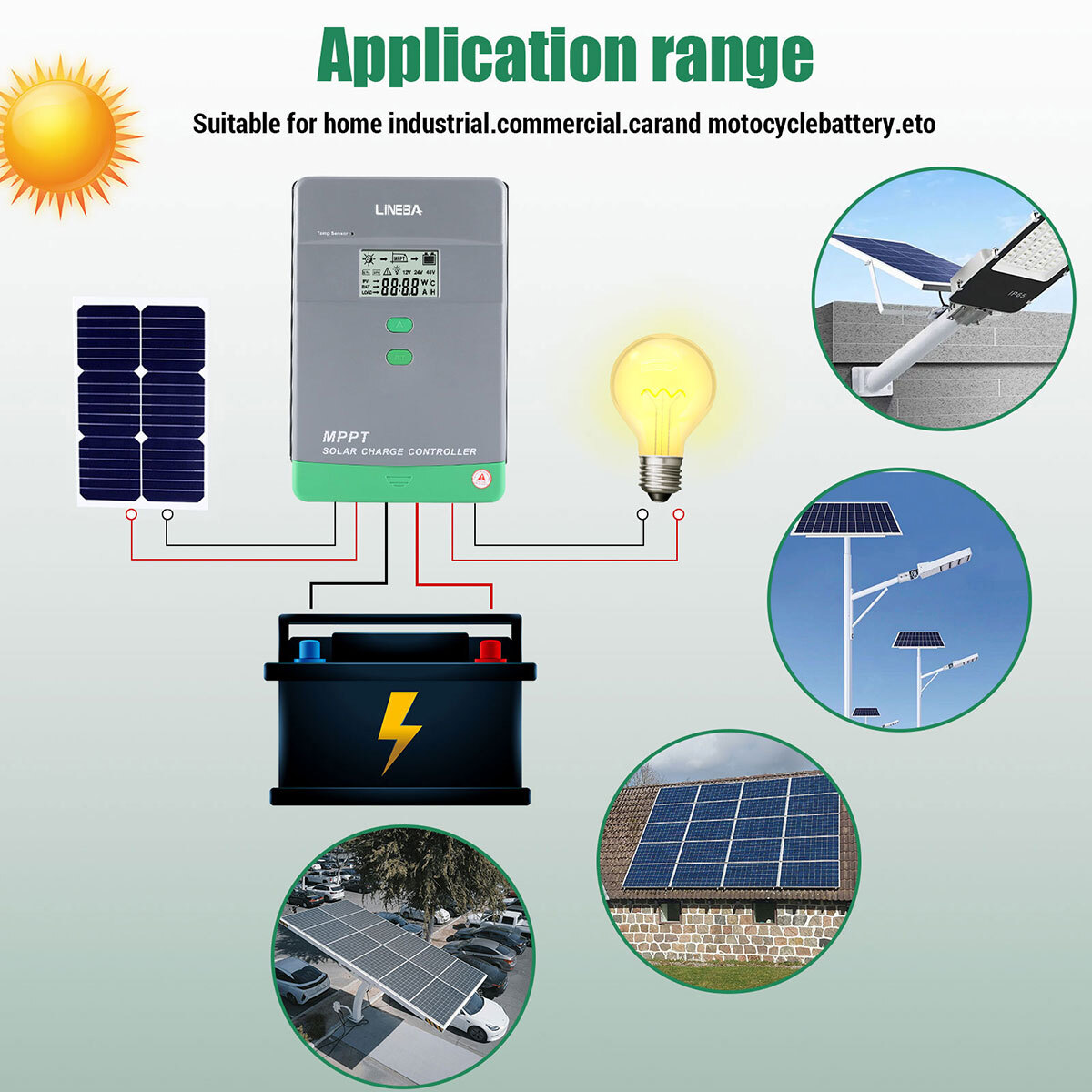 MPPT Solar Charge Controller Solar Panel Battery Regulator 12/24V Auto 100A LCD