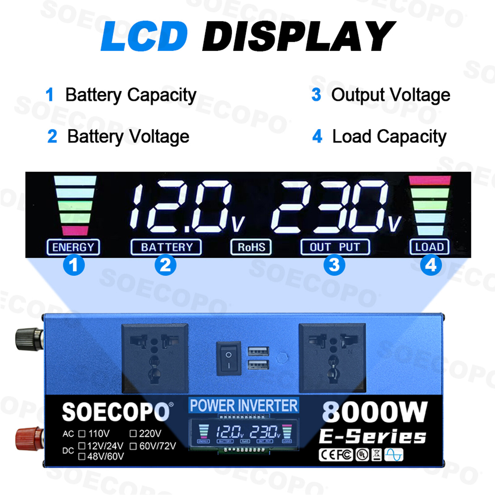 8000W Solar System DC12V/24V to 110V/220V Off-Grid Inverter System 100A 500W