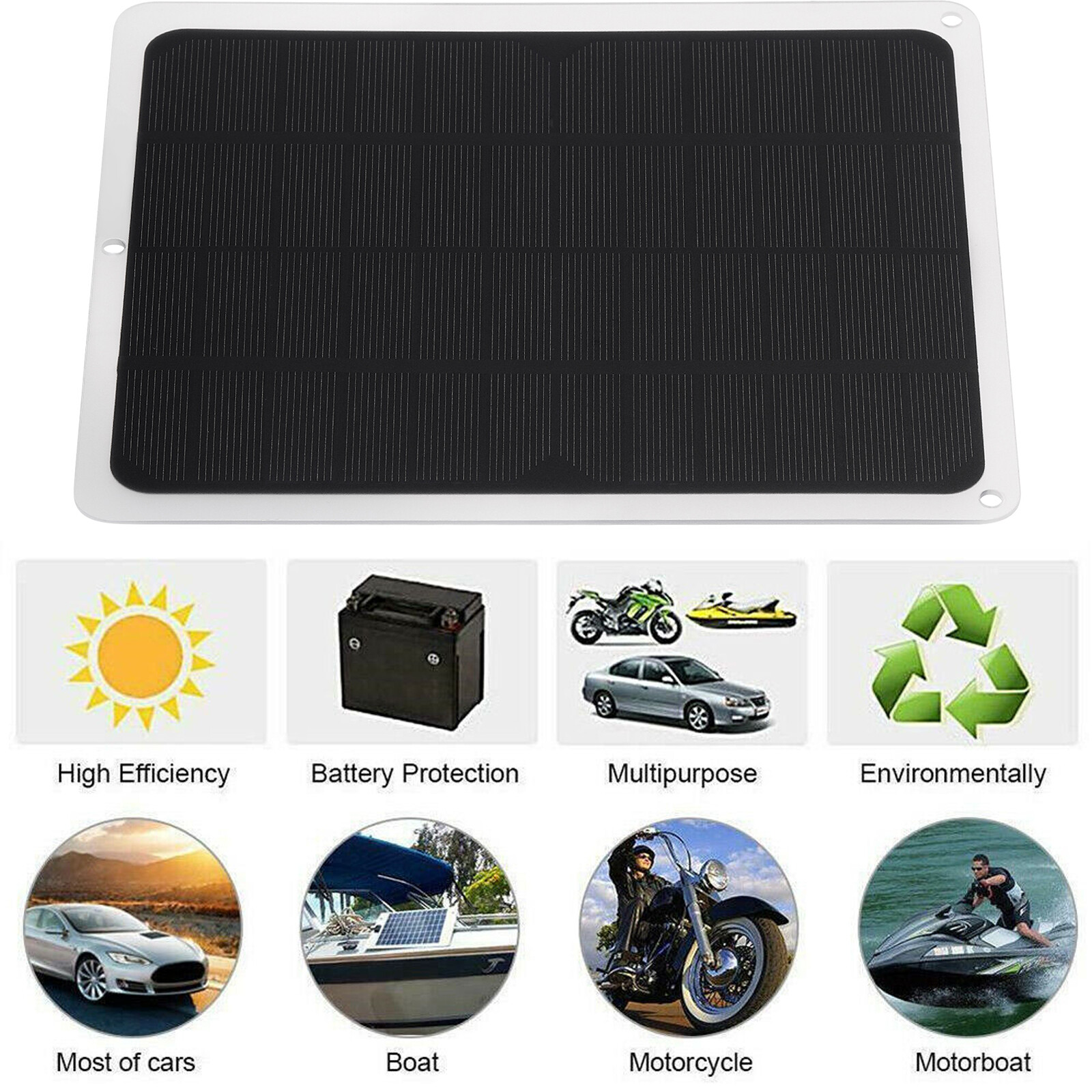 Trickle Charger 22W Solar Panel Kit 12V Battery Charger Maintainer Boat RV Car