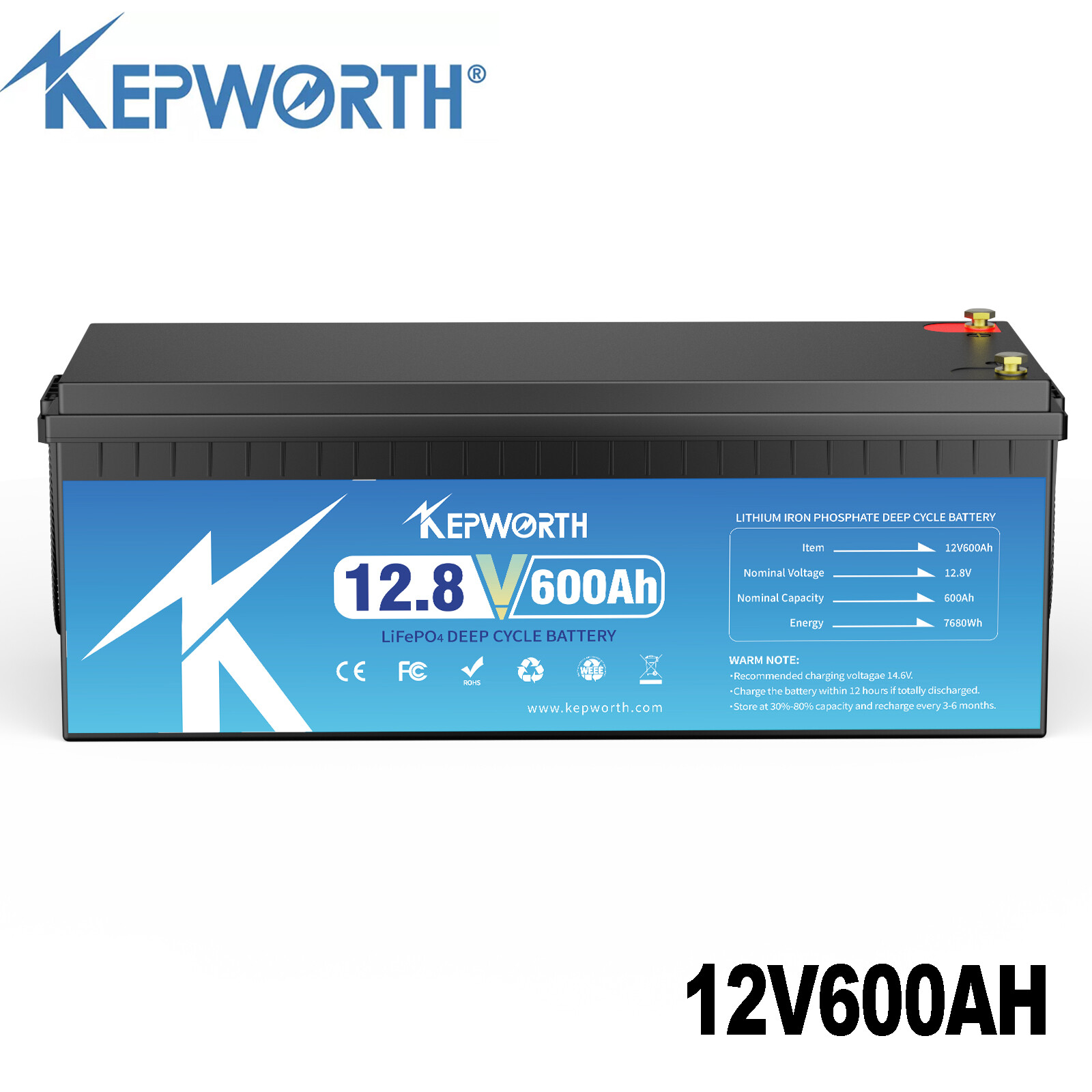 12V 600AH LiFePO4 Lithium Battery 200A BMS 15000+cycles RV Solar Panel Off-grid