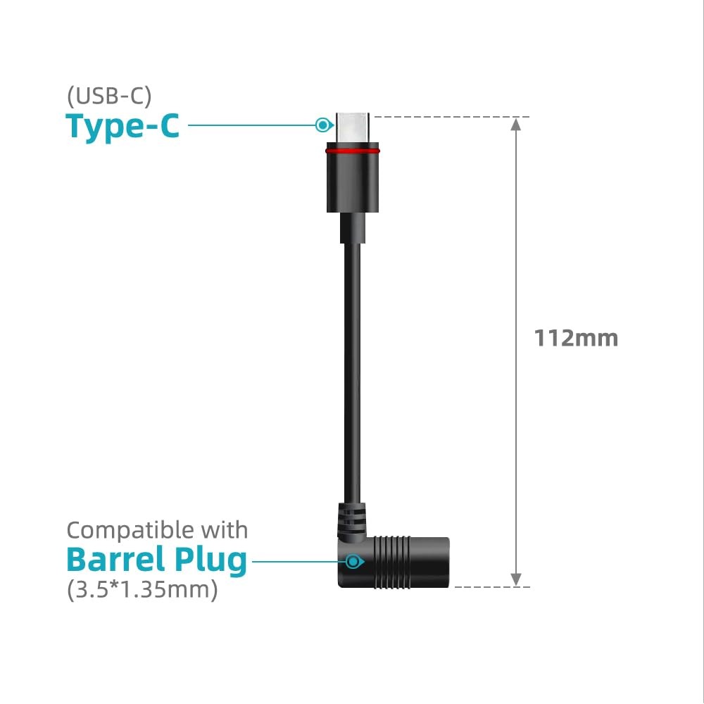 2PCS Barrel Plug to USBC Adapter for Ring USB C Outdoor Cameras, Barrel Adapt…