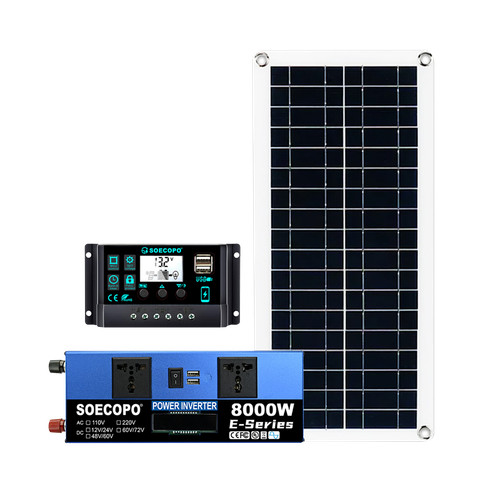 8000W Complete Solar Panel Kit Solar Power Generator 100A Home 110V/220V SysteOy