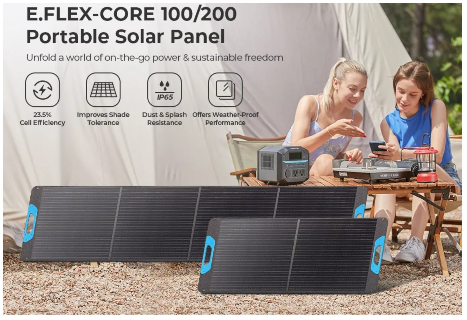 Renogy 200W Portable Solar Panel, IP65 Waterproof Foldable Solar Panel Power New