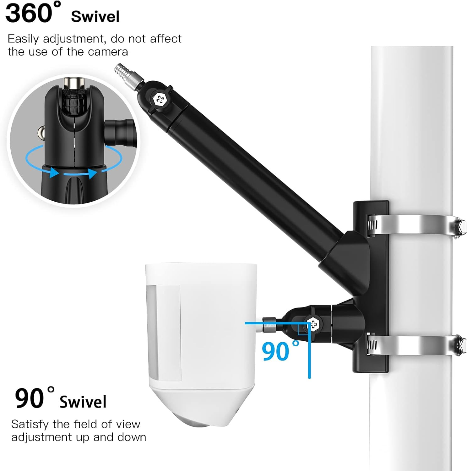 2-In-1 Pole Mounting Bracket for Ring Stick up Cam, Solar Panel and Battery Outd