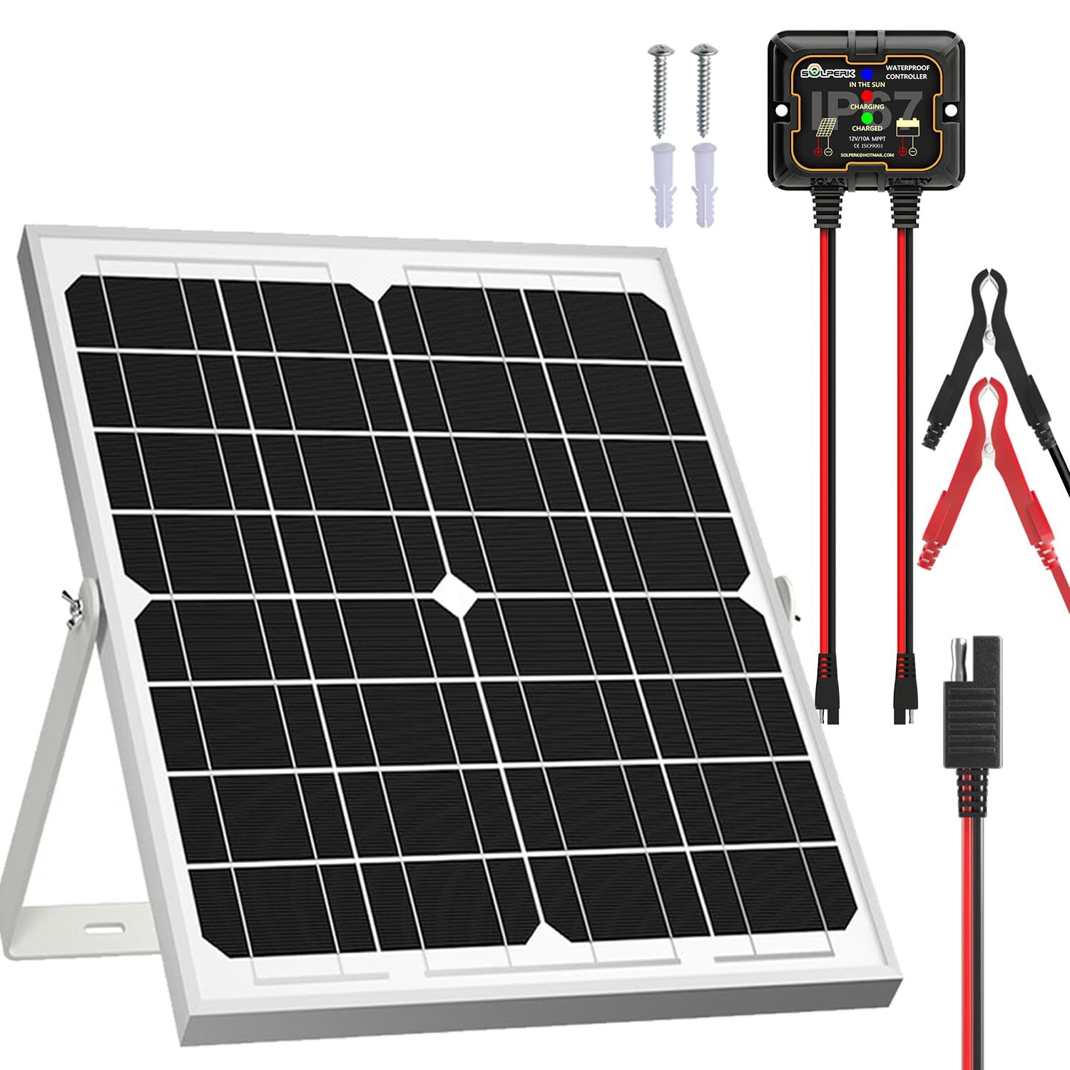 Solar Panel Kit 20W 12V, Solar Battery Trickle Charger Maintainer + Upgrade C…