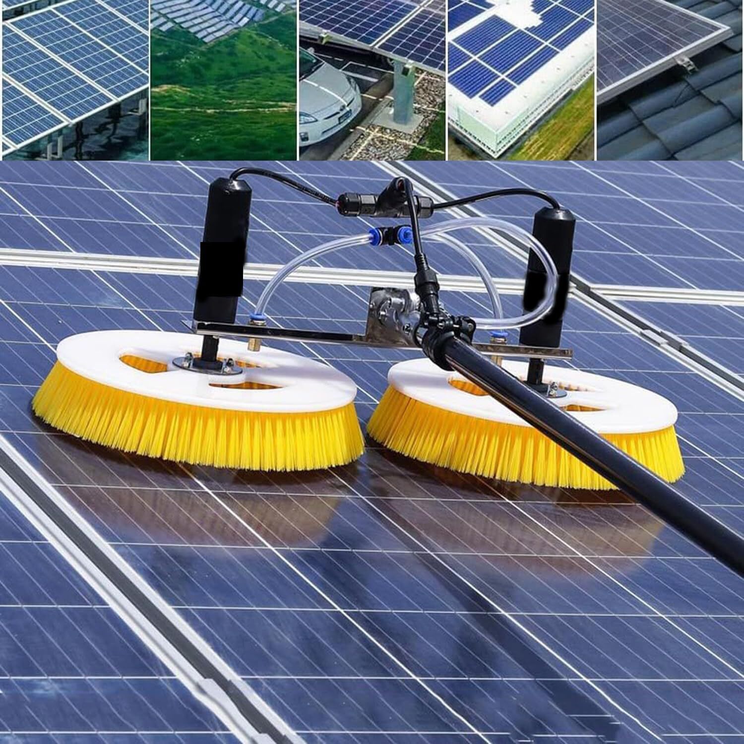 Double Head Solar Panel Cleaning Machine Retractable Photovoltaic Panels Brush