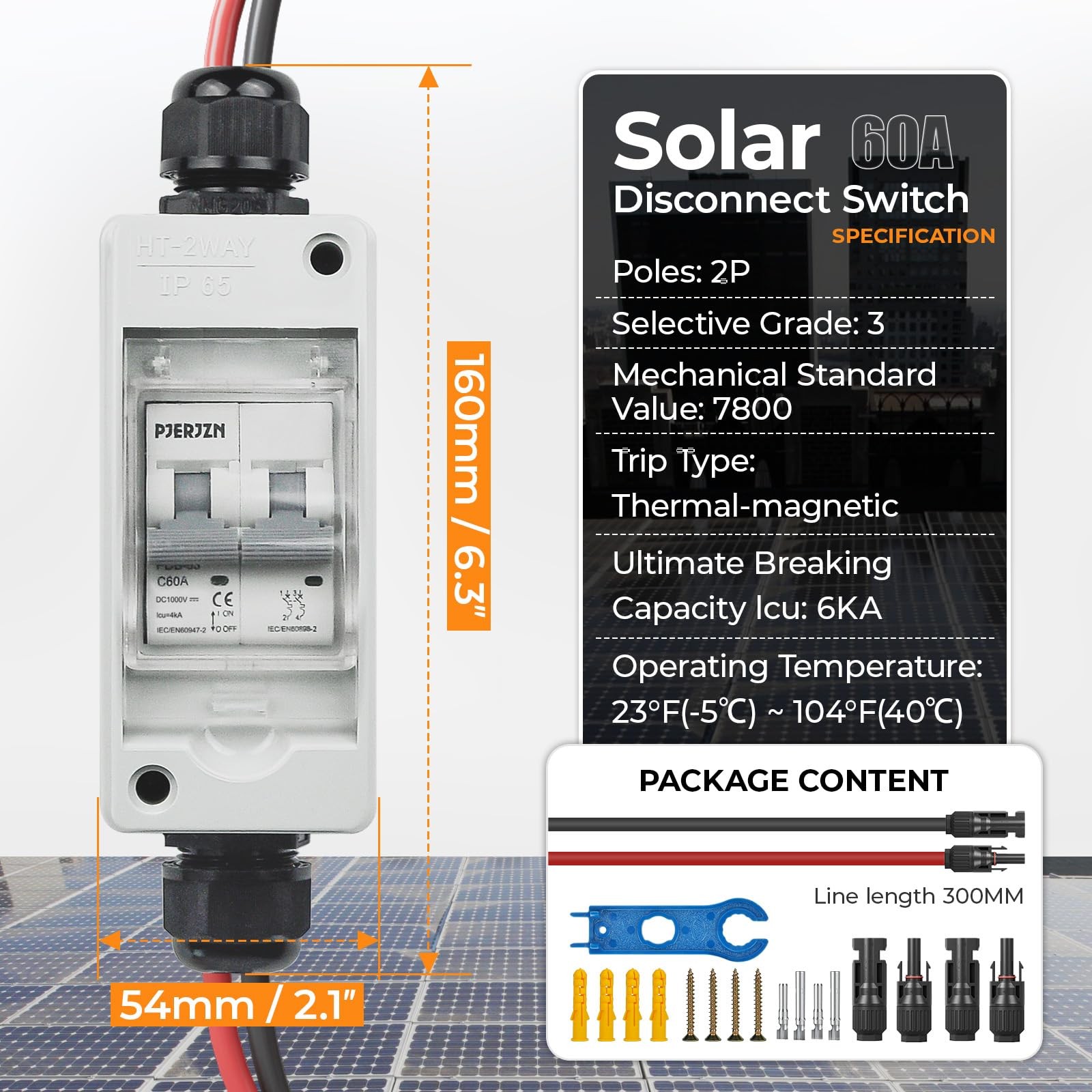 Solar Panel Disconnect Switch 1000V 60A PV Grey
